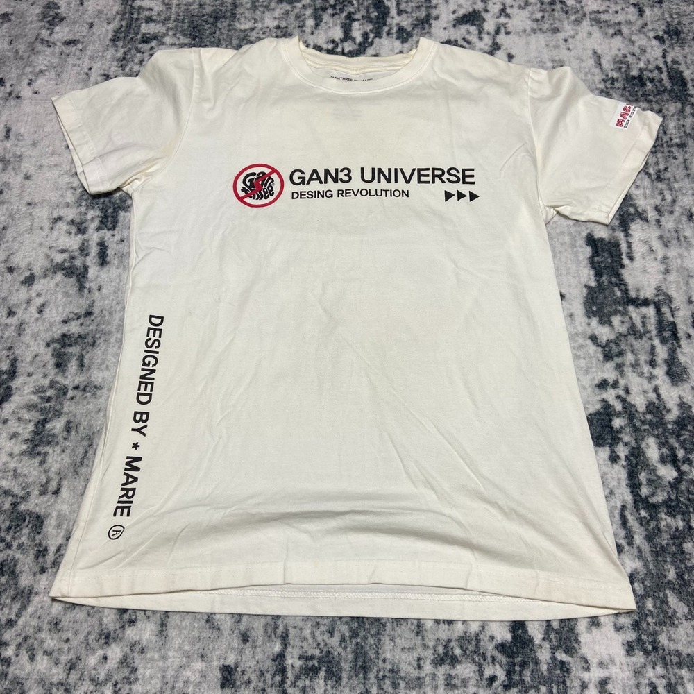 GAN3‎ UNIVERSE by MARIE Graphic T Shirt XL Cream Cotton Design Revolution Mens